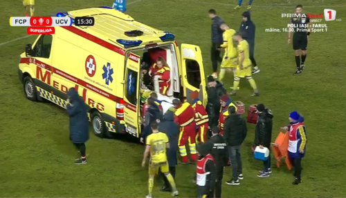 Petrolul - Craiova: accidentare Roche. Foto: captură Prima Sport