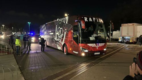 Jucătorii celor de la Rapid au ajuns la stadion pentru derby-ul cu Dinamo/ Foto: GOLAZO.ro.jpeg