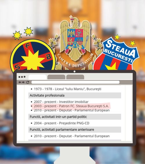 „FCSB e Steaua” în Camera Deputaților  CV-ul care însoțește prezentarea lui Becali ca parlamentar spune că  e patron la Steaua București