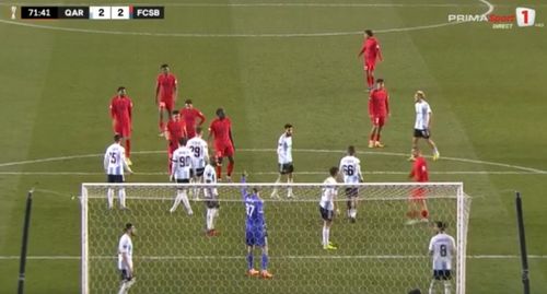 Reușita de 3-2 a lui Adrian Șut din Qarabag - FCSB/ Foto: Captură ecran Prima Sport.jpeg