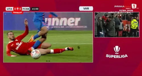 Faza penalty-ului în UTA Arad - FCSB (Captură foto: Prima Sport)