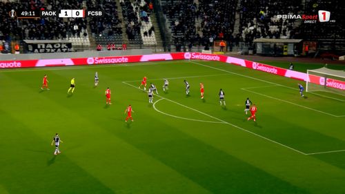 Andrei Gheorghiță, gol în PAOK - FCSB (foto: captură Prima Sport 1)