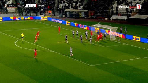 Joyskim Dawa, gol în PAOK - FCSB (foto: captură Prima Sport 1)