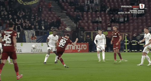 Alin Fică, gol în CFR Cluj - Dinamo. FOTO: captură Prima Sport 1