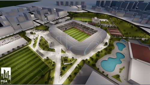 Macheta noului stadion Corvinul Hunedoara FOTO facebook.com/PrimariaHunedoara