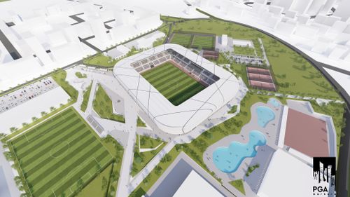 Macheta noului stadion Corvinul Hunedoara FOTO facebook.com/PrimariaHunedoara