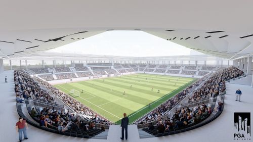 Macheta noului stadion Corvinul Hunedoara FOTO facebook.com/PrimariaHunedoara