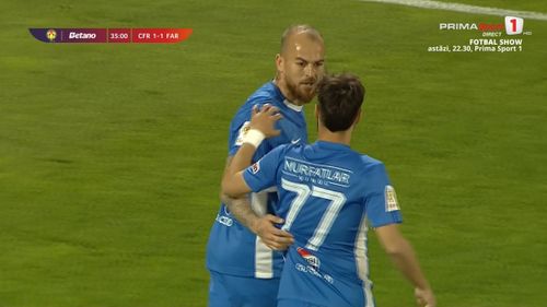 Denis Alibec, supergol în CFR Cluj - Farul/ Foto: captură ecran Prima Sport.jpeg