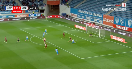Alexandru Mitriță, gol spectaculos în U Craiova - CFR Cluj. FOTO: captură Prima Sport 1
