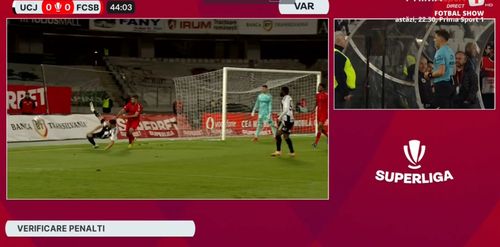 U Cluj - FCSB, penalty anulat de VAR. Capturi Prima Sport (2).jpg