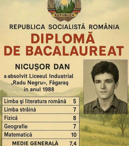 Propagandă falsă   Marcel Pușcaș a postat o diplomă de BAC a lui Nicușor Dan,   creată cu AI:  „Cum e cu pleava?”