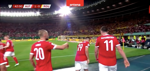 Austria deschide scorul cu România (foto: captură Antena 1)