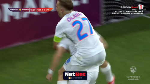 Golul înscris de Dennis Politic în meciul din Supercupa României. Foto: Captură, Prima Sport