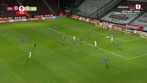 Ionuț Coadă, gafă la golul lui Virgiliu Postolachi în CFR Cluj - Unirea Slobozia (FOTO: captură Prima Sport 1)