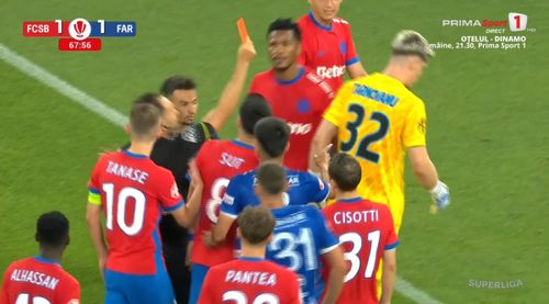 Eliminarea lui Ștefan Târnovanu din FCSB - Farul (foto: captură Prima Sport 1)