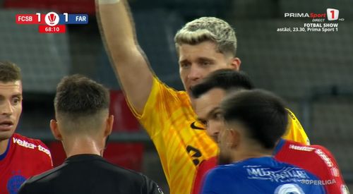 Eliminarea lui Ștefan Târnovanu din FCSB - Farul (foto: captură Prima Sport 1)