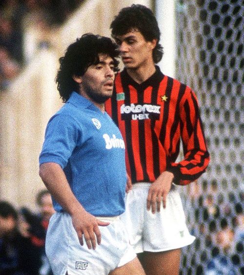 Maldini - Maradona, moment de colecție  Ce i-a spus legendarul fundaș al lui AC Milan după ce   l-a lovit de 5 ori