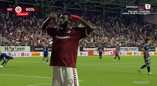 Antoine Baroan, al doilea gol în Rapid - FC Botoșani (FOTO: captură Prima Sport 1)