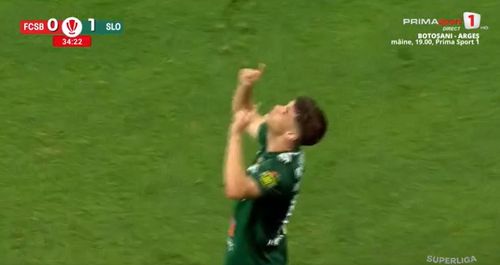 Raul Rotund, gol în FCSB - Unirea Slobozia (FOTO: captură Prima Sport 1)