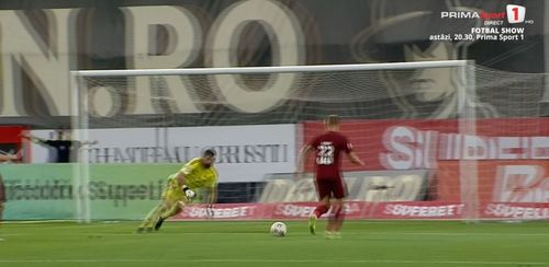 Louis Munteanu și Antonio Bosec, ratare uriașă în CFR Cluj - FC Botoșani 3-3 (FOTO: captură Prima Sport 1)