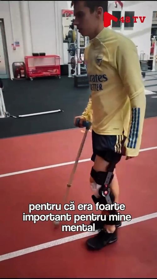 Cătălin Cîrjan la Arsenal, după accidentare. Captură 48TV