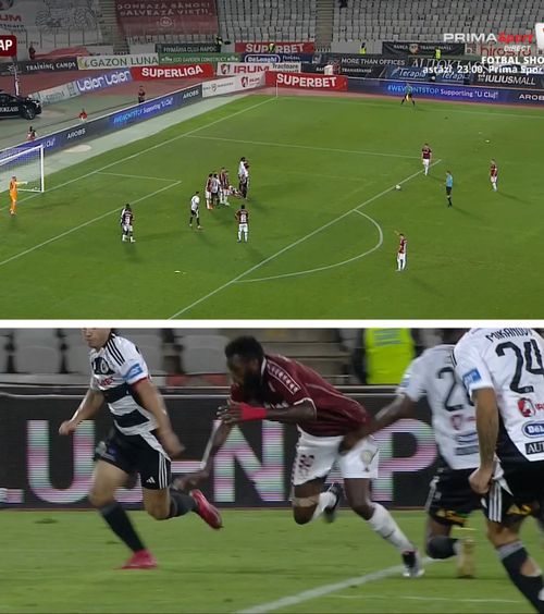 Rapid, proteste vehemente    FOTO:    Două penalty-uri  cerute în decurs de câteva secunde! VAR a spus NU de fiecare dată