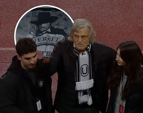  „Mărgelatu”, în peluza U Cluj  Coregrafie specială a fanilor Universității   pentru Florin Piersic  » Actorul,  prezent la Derby-ul Clujului