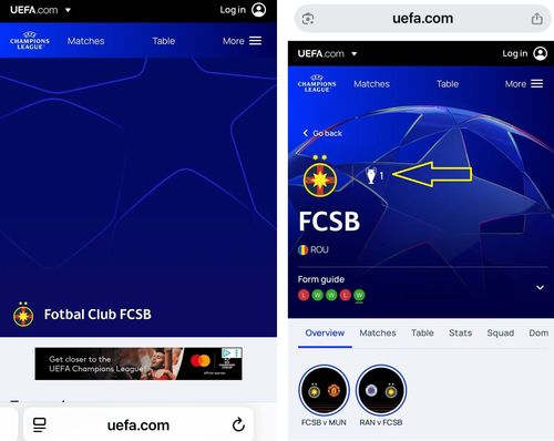 Pe site-ul UEFA, într-o pagină FCSB nu apare drept câștigătoarea CCE '86, în alta da