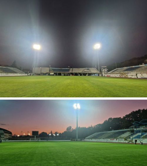 „Becuri aveți, mai trebuie jucători”  Bistrița a instalat nocturna   pentru meciul cu FCSB  » Fanii au reacționat ironic: „Vine și domnul Becali cu elicopterul”