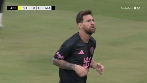 Primul gol marcat de Messi în meciul Nashville - Inter Miami 2-5. Foto: Captură „X”, @InterMiamiCF