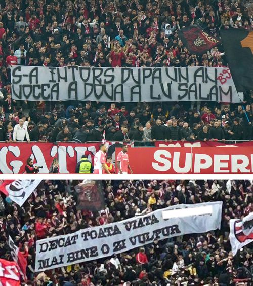 Conflict între galerii la derby    FOTO.   Aluzii   rasiste  ale dinamoviștilor + Fanii rapidiști au ripostat: „Numele vostru provoacă greață”