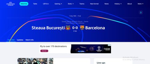 Steaua București apare pe site-ul oficial al UEFA drept câștigătoarea CCE din 1986. Foto: uefa.com