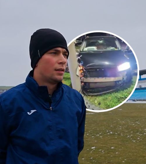 S-a izbit cu mașina de stâlp    FOTO. Căpitanul unei echipe din România a făcut   accident în centrul orașului,  după ce a consumat alcool