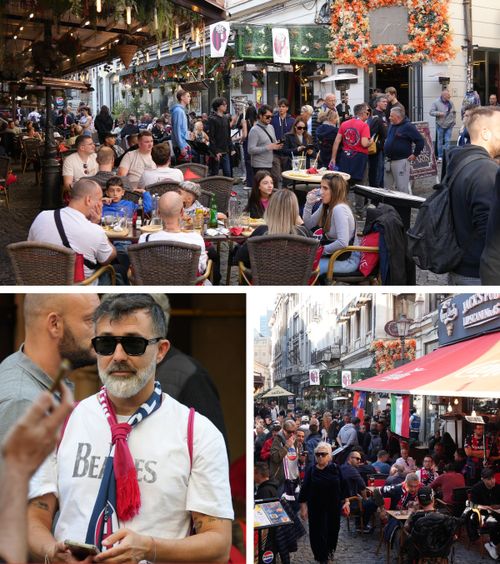 Italienii au invadat România    FOTO+VIDEO.  Au transformat Centrul Vechi din București   într-o mică Italie  » Bologna va avea 3.000 de suporteri pe Arena Națională