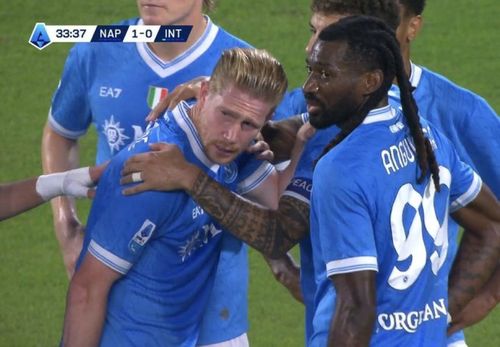 Napoli - Inter, Kevin de Bruyne s-a accidentat dupa ce a deschis scorul. Foto: capturi X