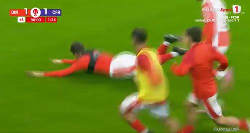 Golul marcat de Alberto Soro în finalul meciului Dinamo-CFR Cluj. Foto: Captură/Prima Sport 1