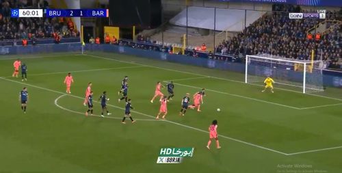 Golul lui Lamine Yamal ]n meciul cu Brugge. Foto: Captură X/@Ndiayee0