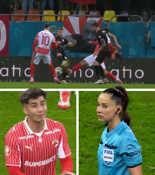 A fost sau nu penalty?    FOTO.  Dinamo a deschis scorul după o   fază controversată:  „Nu se poate așa ceva!” + Și Csikszereda a cerut lovitură de la 11 metri