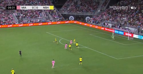 Primul gol marcat de Lionel Messi în Inter Miami - Nashville, 4-0. Foto: Captură X/@MenInBlazers