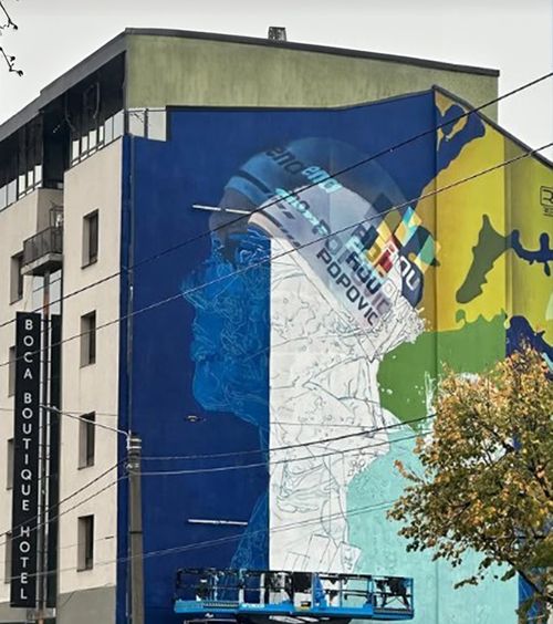 Mural cu David Popovici  Campionul olimpic va avea chipul pictat pe o   clădire din Timișoara