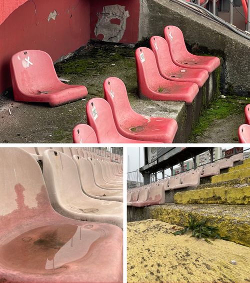 Decor horror la Zenica    GOLAZO.ro  a intrat pe stadionul care va găzdui Bosnia - România:   tribune vechi și ruginite,  plante crescute pe trepte |   FOTO+VIDEO
