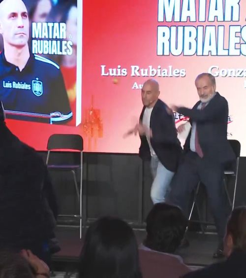 Luat la țintă cu ouă     FOTO:  Fostul președinte al Federației Spaniole a fost agresat de un   membru al familiei  » Ce s-a întâmplat