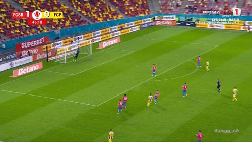 Golul marcat de Robert Sălceanu în FCSB - Petrolul Ploiești (FOTO: Capturi - Prima Sport)