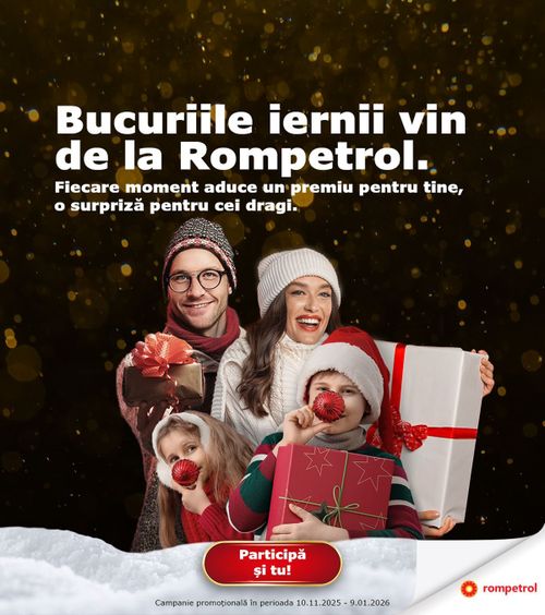 Iarna aceasta,  fiecare oprire la   Rompetrol  poate aduce bucurii pentru tine sau cei dragi ție”