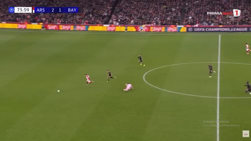 Golul lui Gabriel Martinelli după greșeala mare comisă de Manuel Neuer. Foto: Captură YouTube/Prima Sport