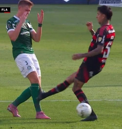 Lovitura lui Pulgar și rana provocată lui Fuchs fără ca arbitrul să-l elimine pe mijlocașul lui Flamengo în finala Copei Libertadores Foto: captură TV