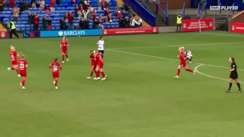 Unul dintre golurile înscrie de Marie Hobinger pentru Liverpool. Foto: „X”, @BarclaysWSL