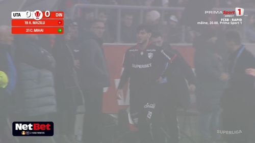 Adrian Mazilu, schimbat după 28 de minute în meciul cu UTA Foto captura ecran Prima Sport .jpeg