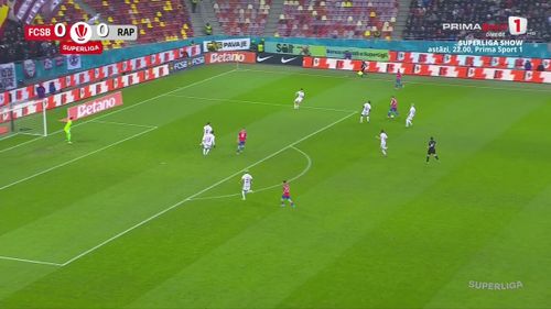 Golul marcat de Darius Olaru în meciul FCSB - Rapid. Foto: Captură, Prima Sport