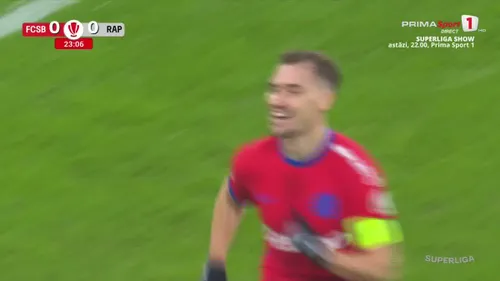 Golul marcat de Darius Olaru în meciul FCSB - Rapid. Foto: Captură, Prima Sport